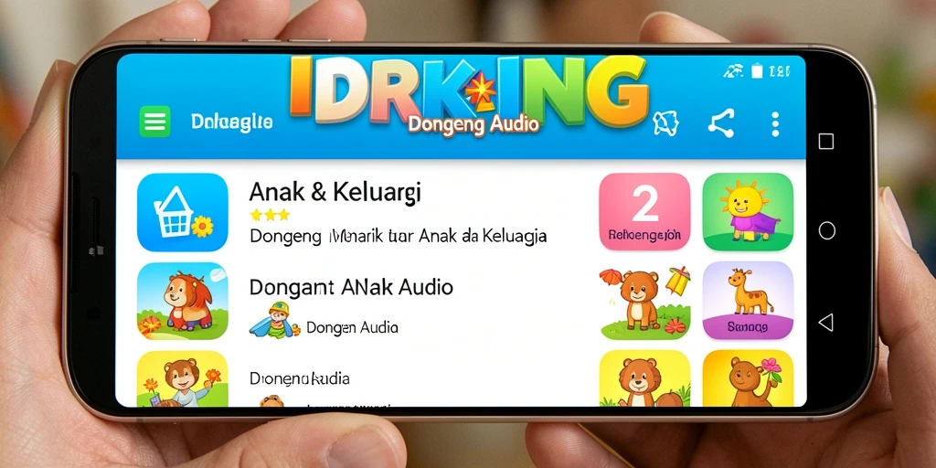 Tampilan menarik dari antarmuka IDRKING yang menyajikan dongeng audio.