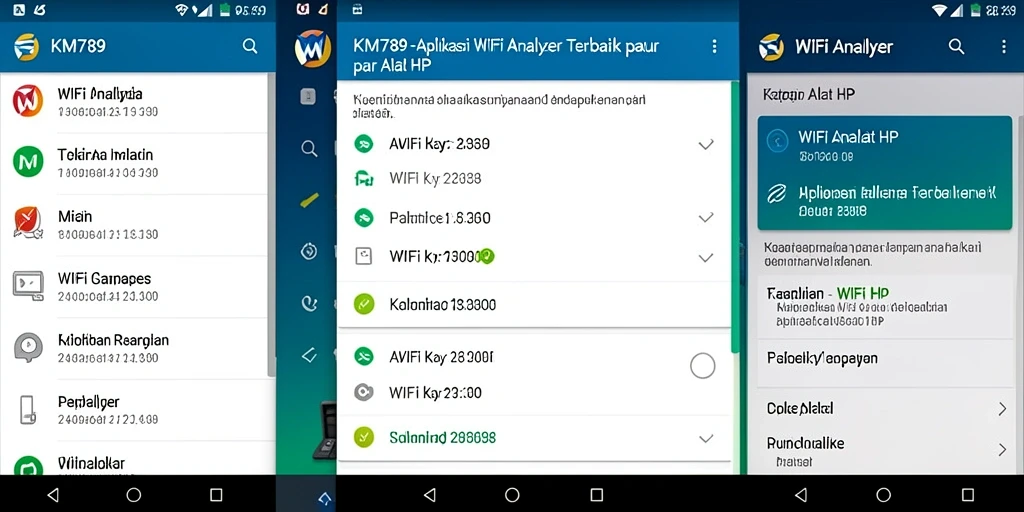 Tampilan aplikasi KM789 yang intuitif dengan grafik analisis WiFi.