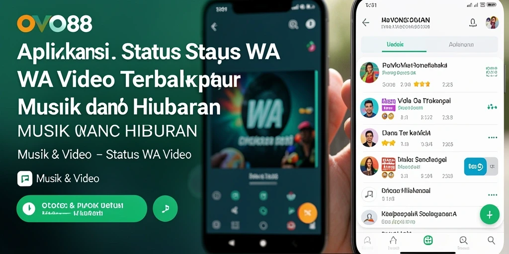 Tampilan antarmuka OVO88 yang menarik dengan berbagai kategori video Status WA.