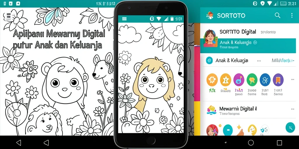 Tampilan antarmuka SORTOTO dengan fitur mewarnai yang menyenangkan.