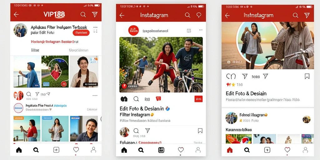 Screenshot aplikasi VIP188 menampilkan berbagai filter Instagram yang menarik.